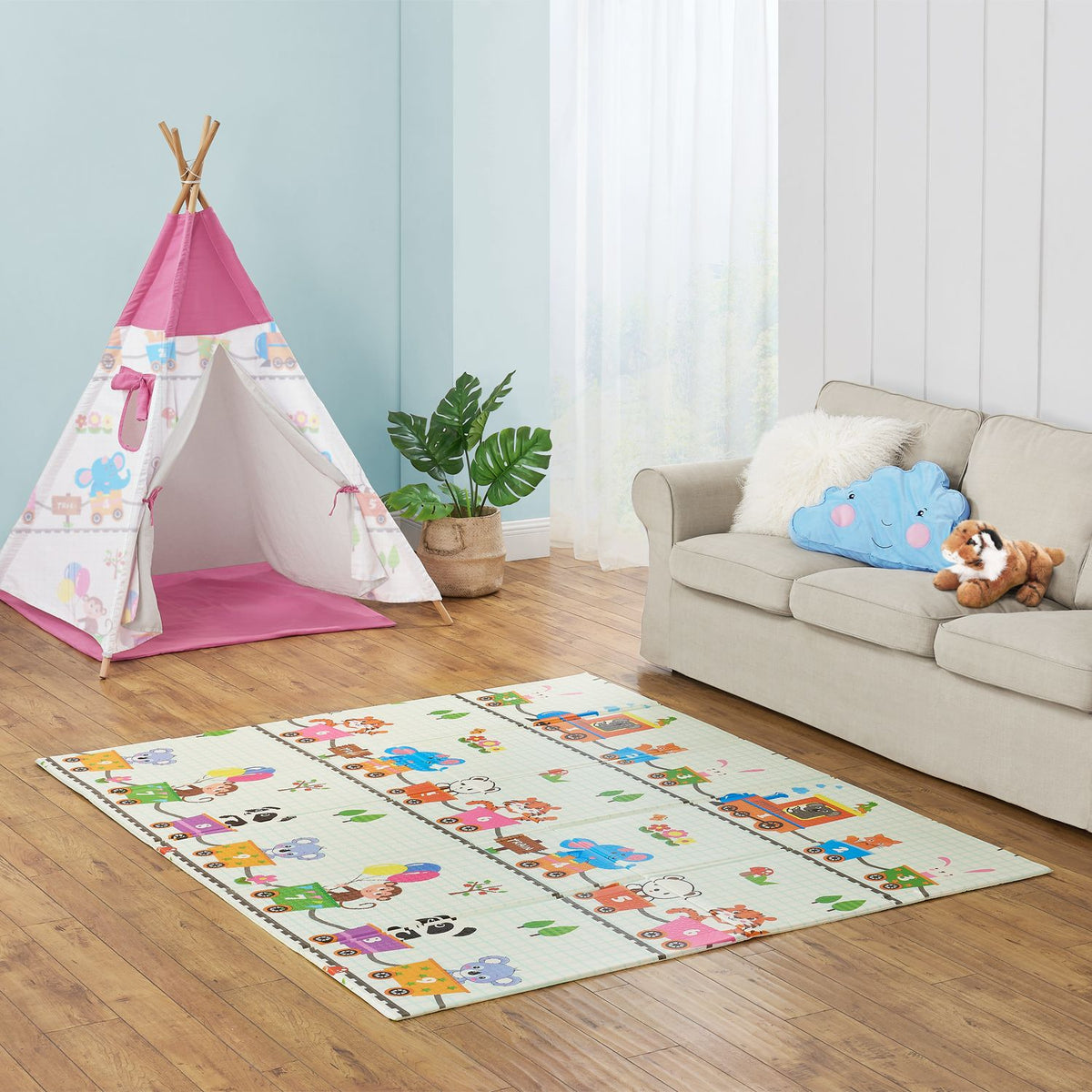 Tappeto da gioco 180 x 200 cm con vari motivi di animali