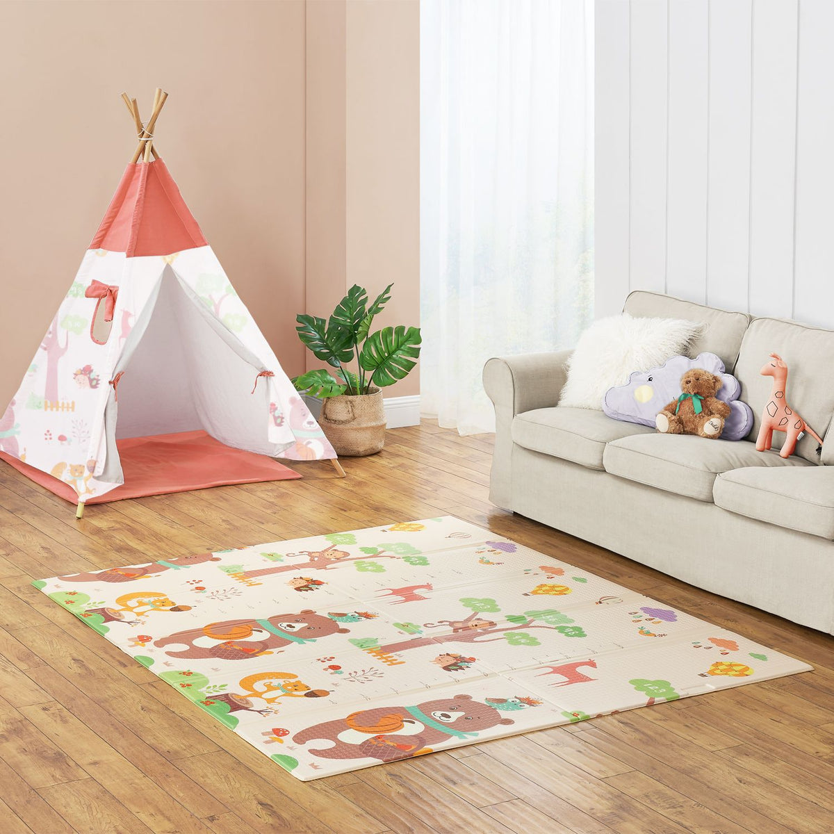Tappeto da gioco 180 x 200 cm con vari motivi di animali