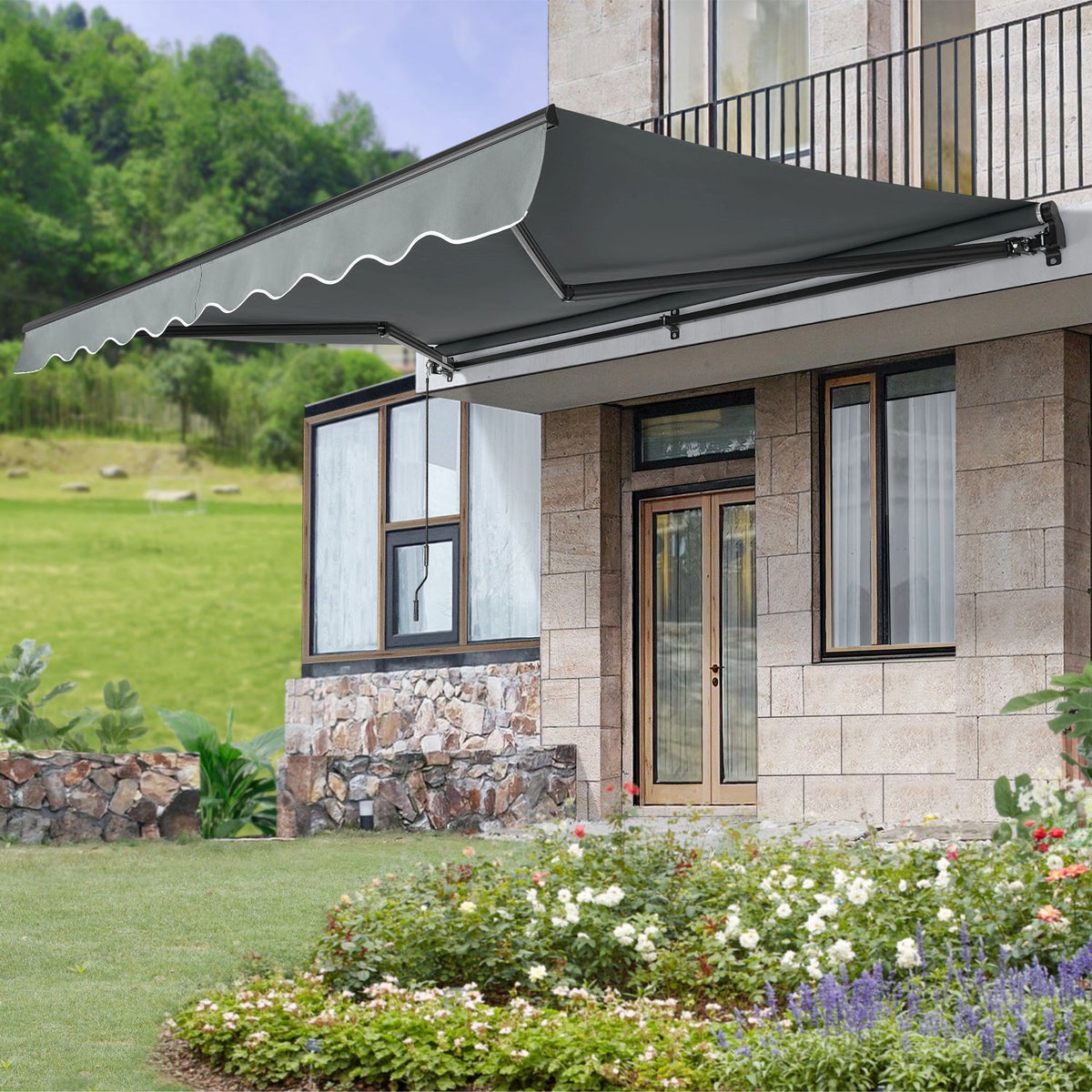 Tenda a bracci pieghevoli con manovella