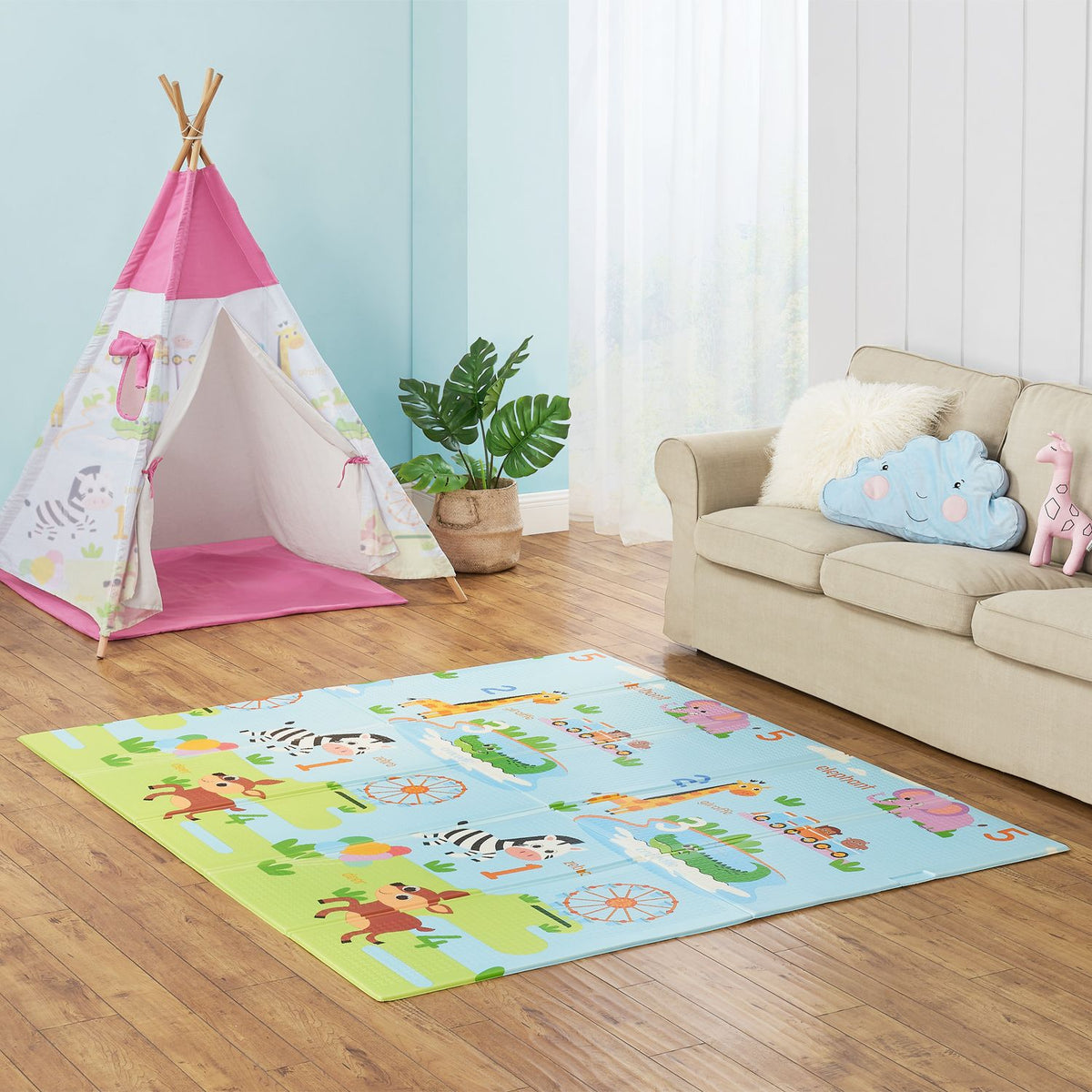 Tappeto da gioco 180 x 200 cm con vari motivi di animali