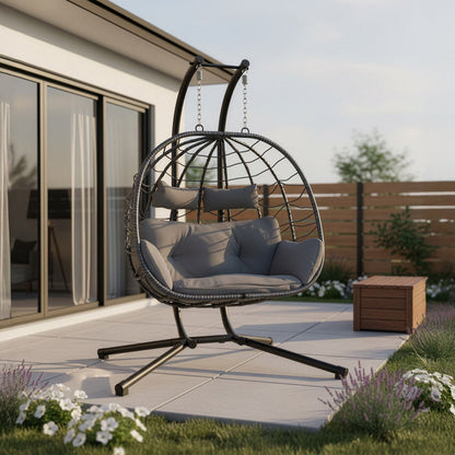 Sedia sospesa doppia in polyrattan Aria