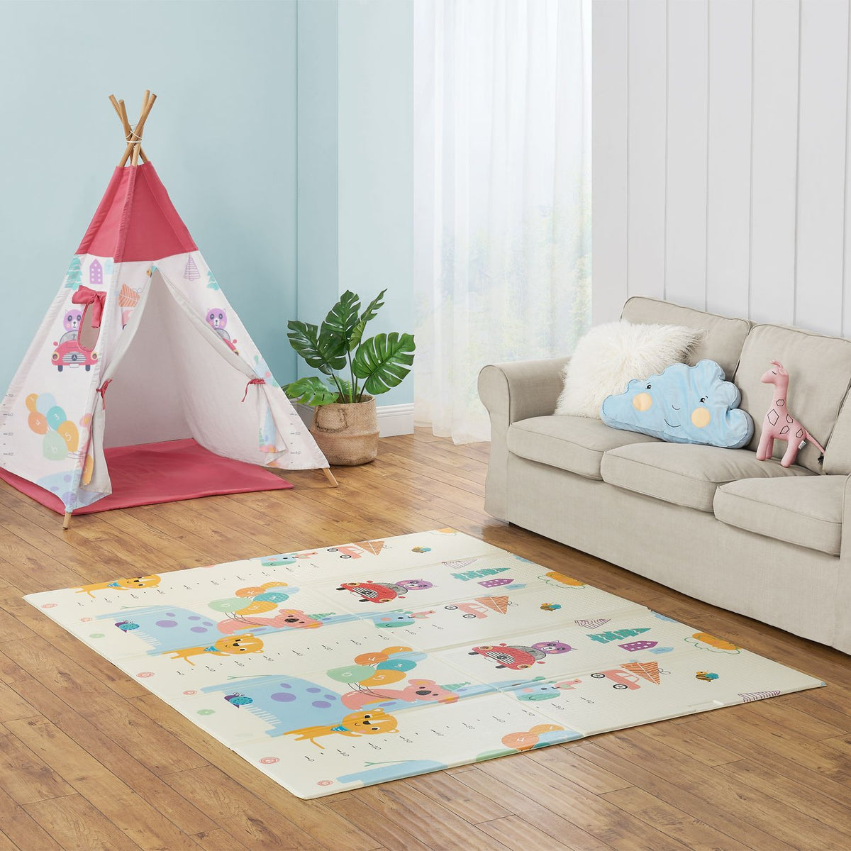 Tappeto da gioco 180 x 200 cm con vari motivi di animali