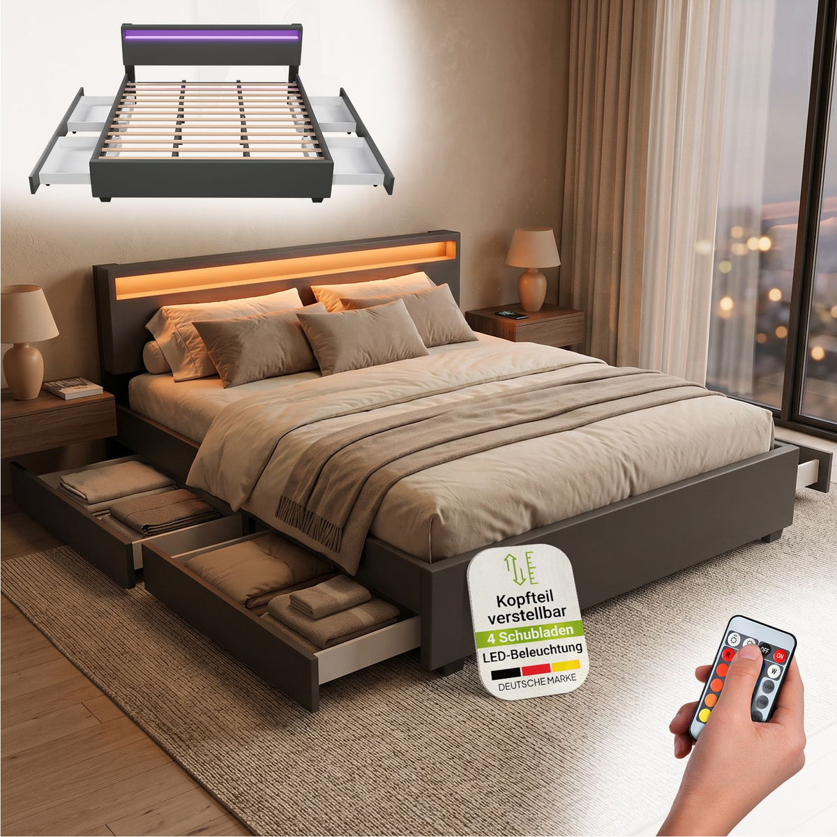 Letto imbottito Lyon