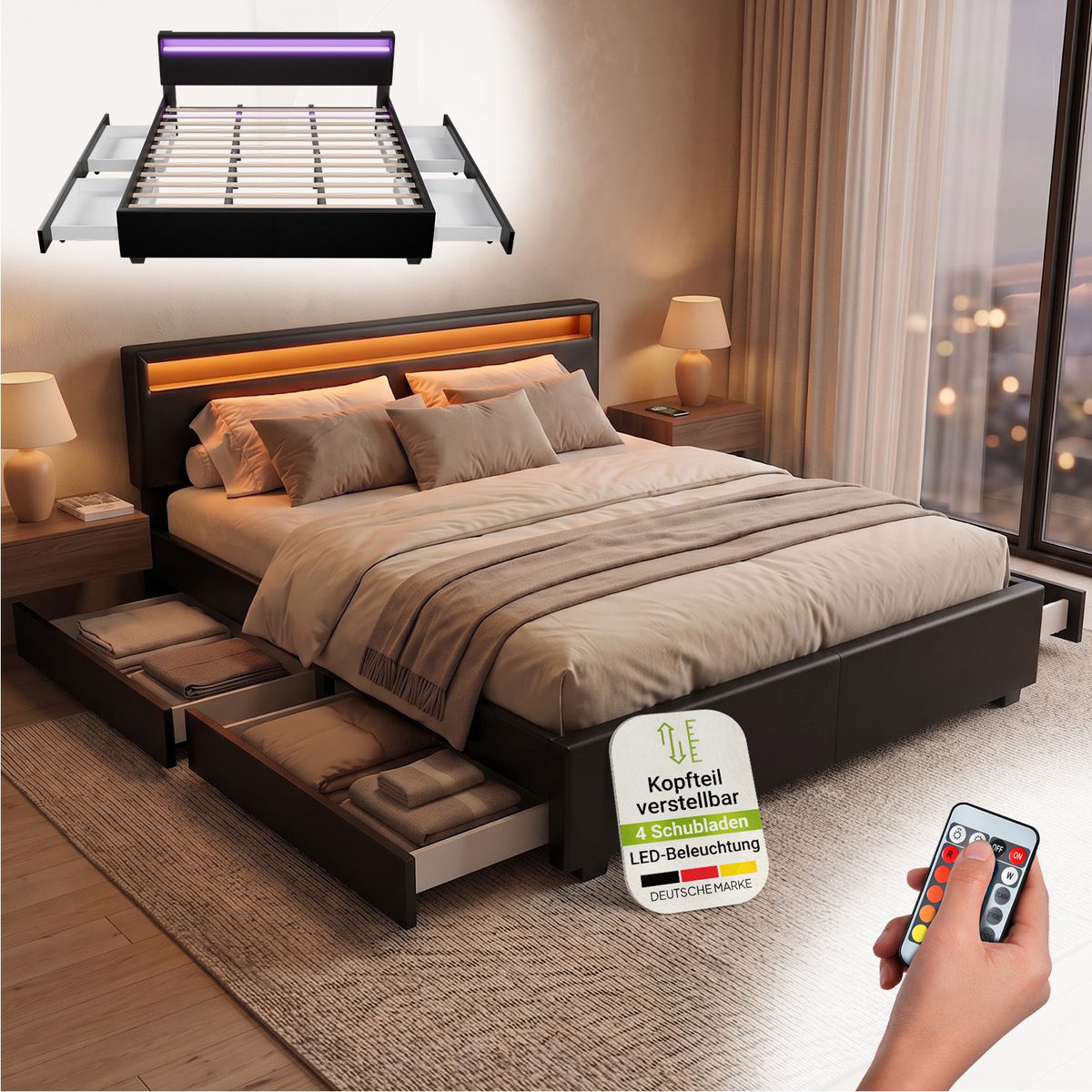 Letto imbottito Lyon