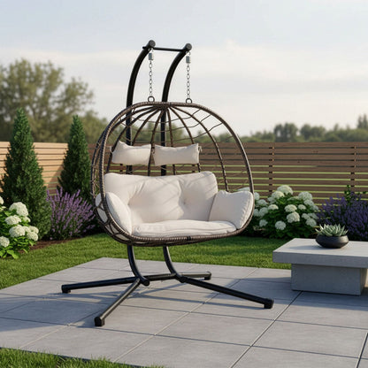 Sedia sospesa doppia in polyrattan Aria