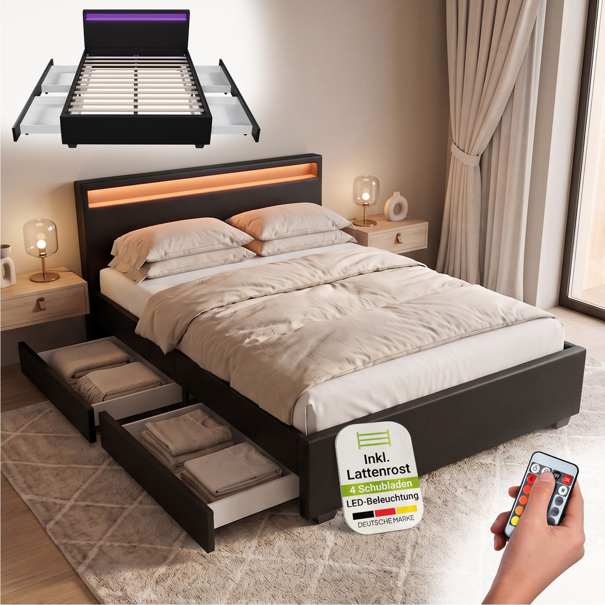 Letto imbottito Lyon
