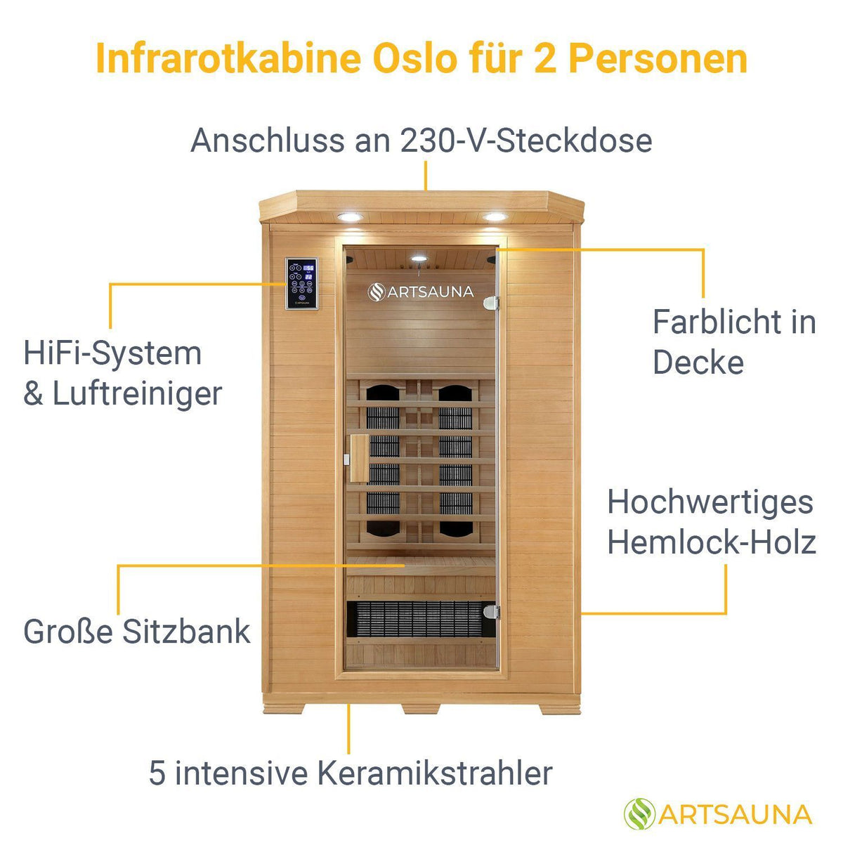 Cabina a infrarossi Oslo con radiatore in ceramica