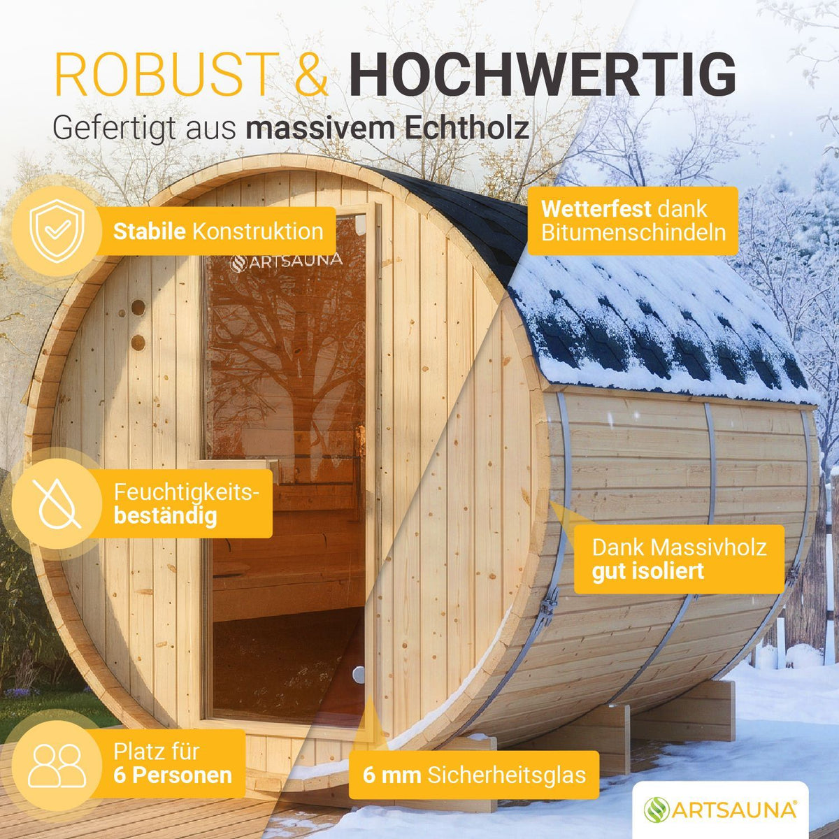 Sauna a botte Spitzbergen con riscaldatore per sauna