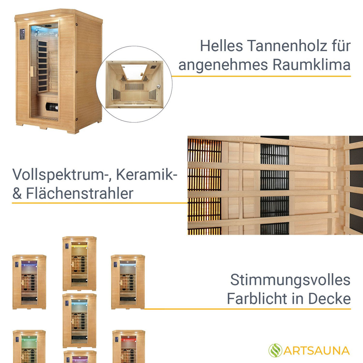 Cabina a infrarossi Oslo con sistema di riscaldamento Triplex