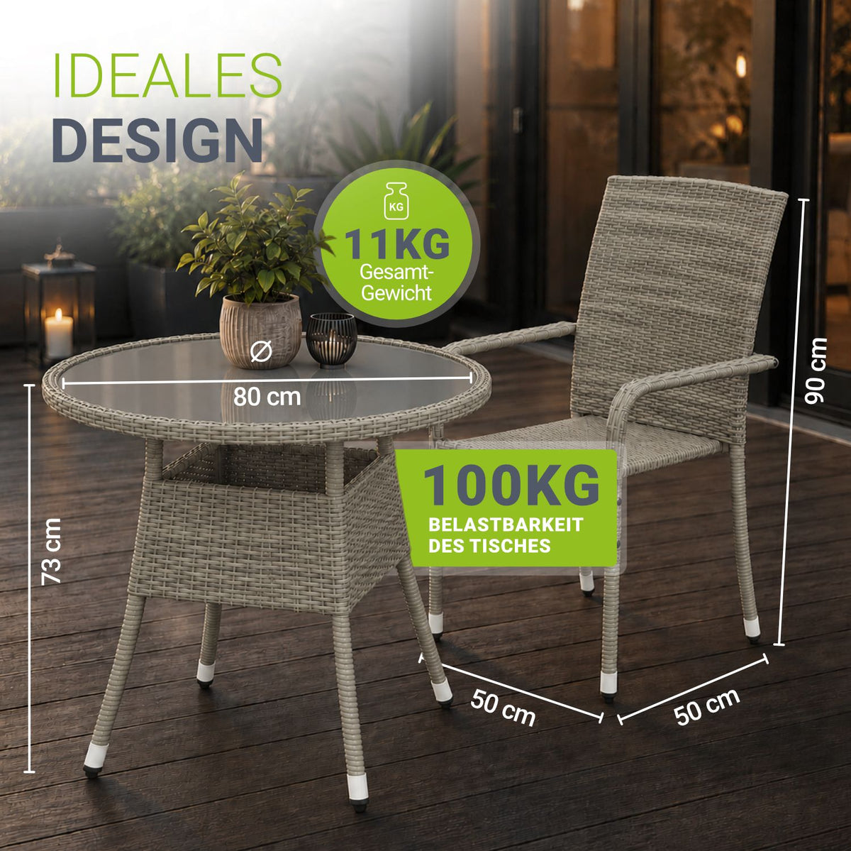 Tavolo da giardino rotondo in polyrattan Yoro