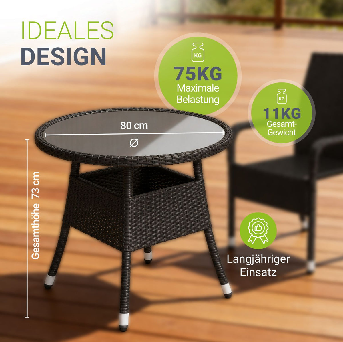 Tavolo da giardino rotondo in polyrattan Yoro