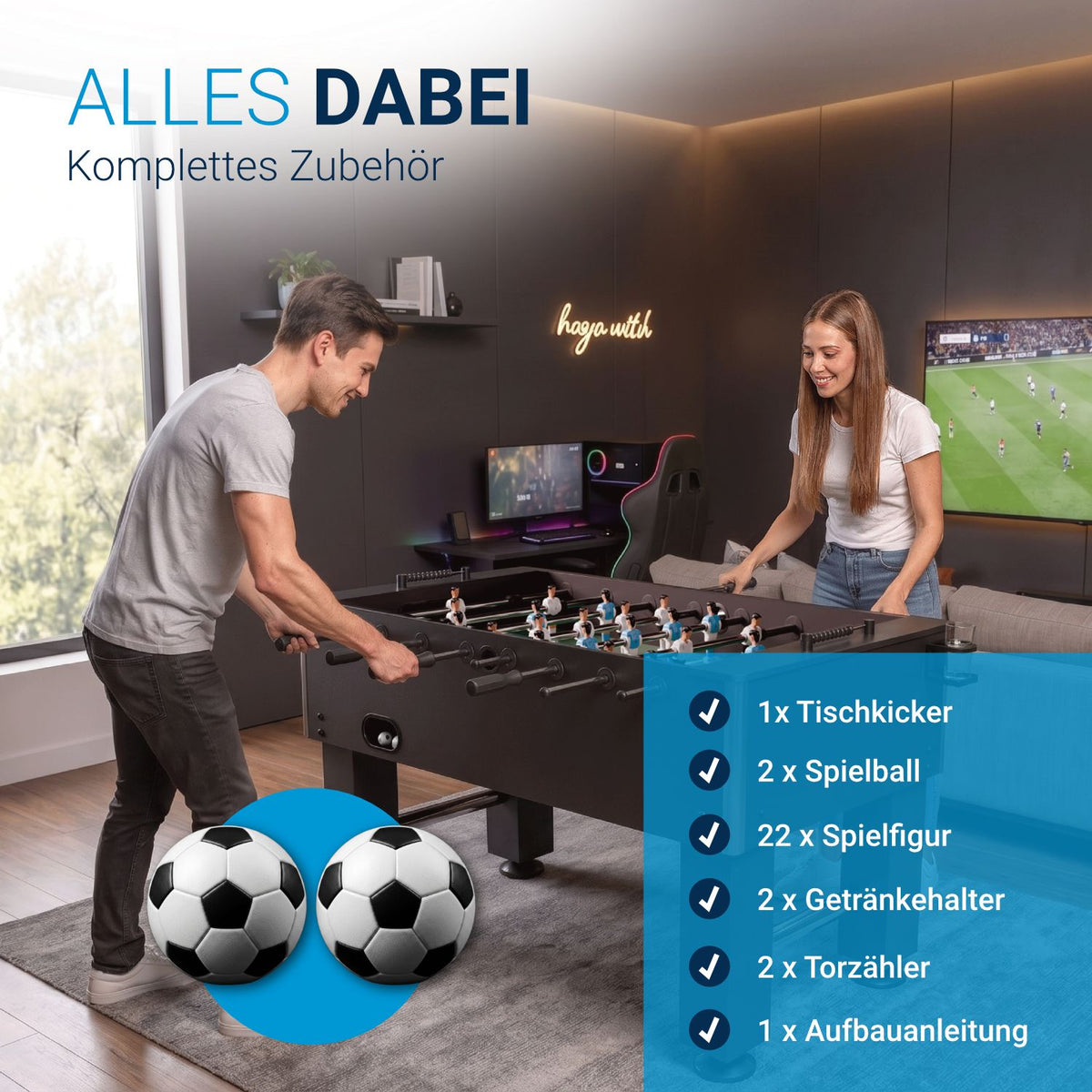 Biliardino Wuzzler con supporto per bevande per un divertimento imbattibile