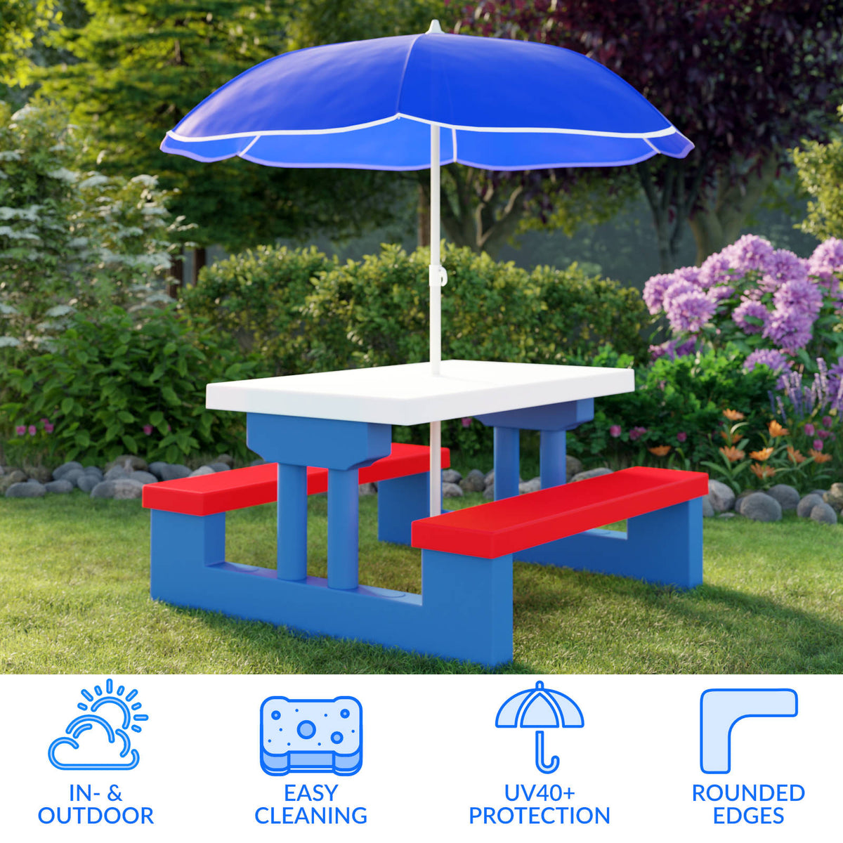 Set Sedie con Tavolo per bambini incluso ombrellone