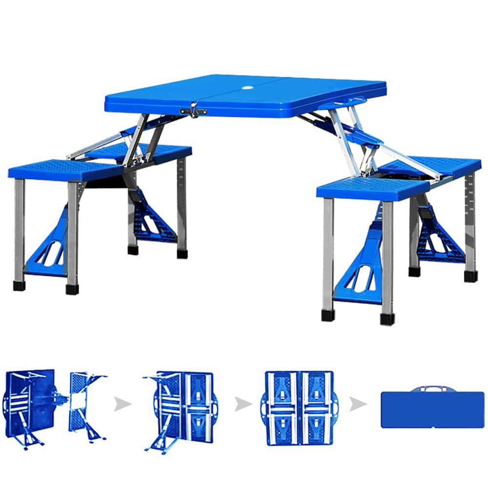 Tavolo da campeggio con sedie alluminio 137x85x65cm