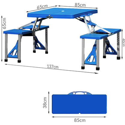 Tavolo da campeggio con sedie alluminio 137x85x65cm