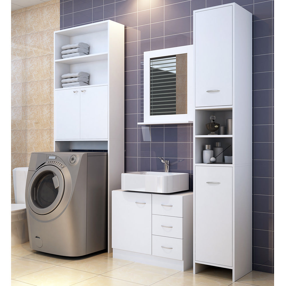 Armadio da bagno bianco 180x30x30cm mobile alto