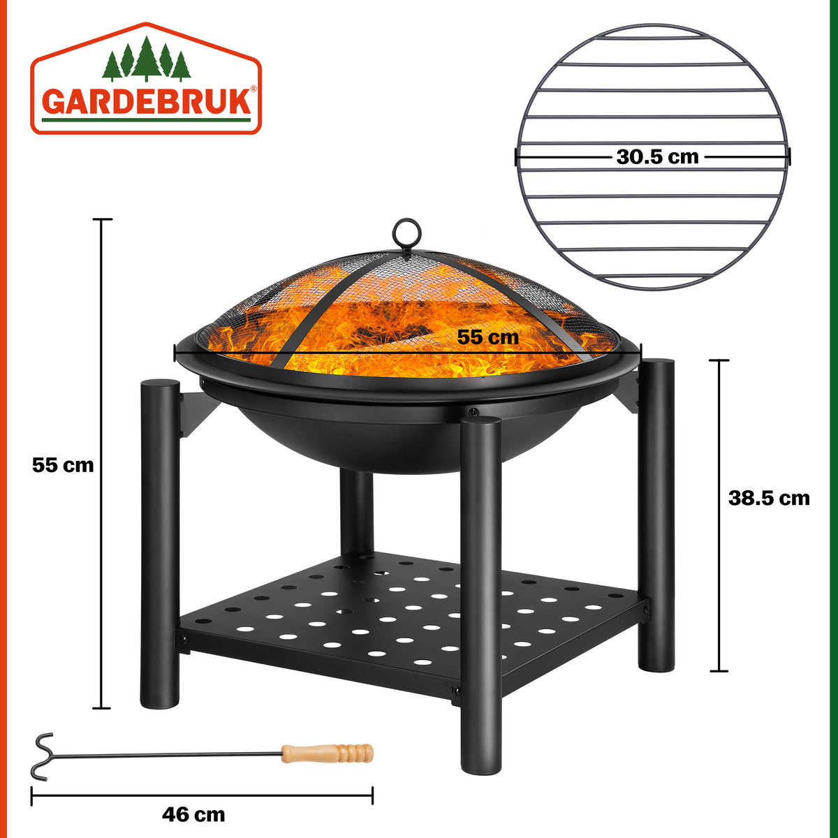 Braciere da giardino acciaio inox Ø55cm