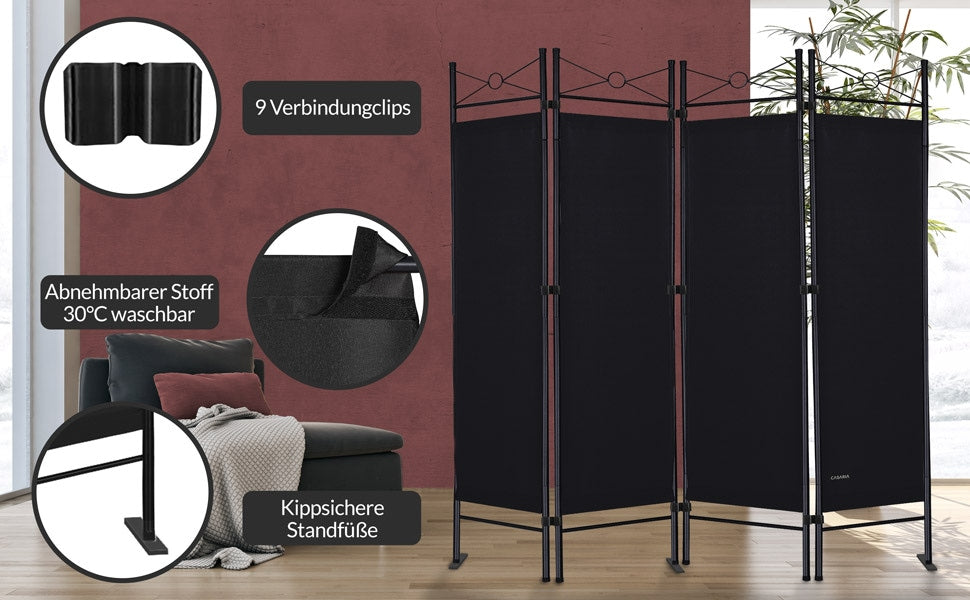Paravento nero 180x163cm
