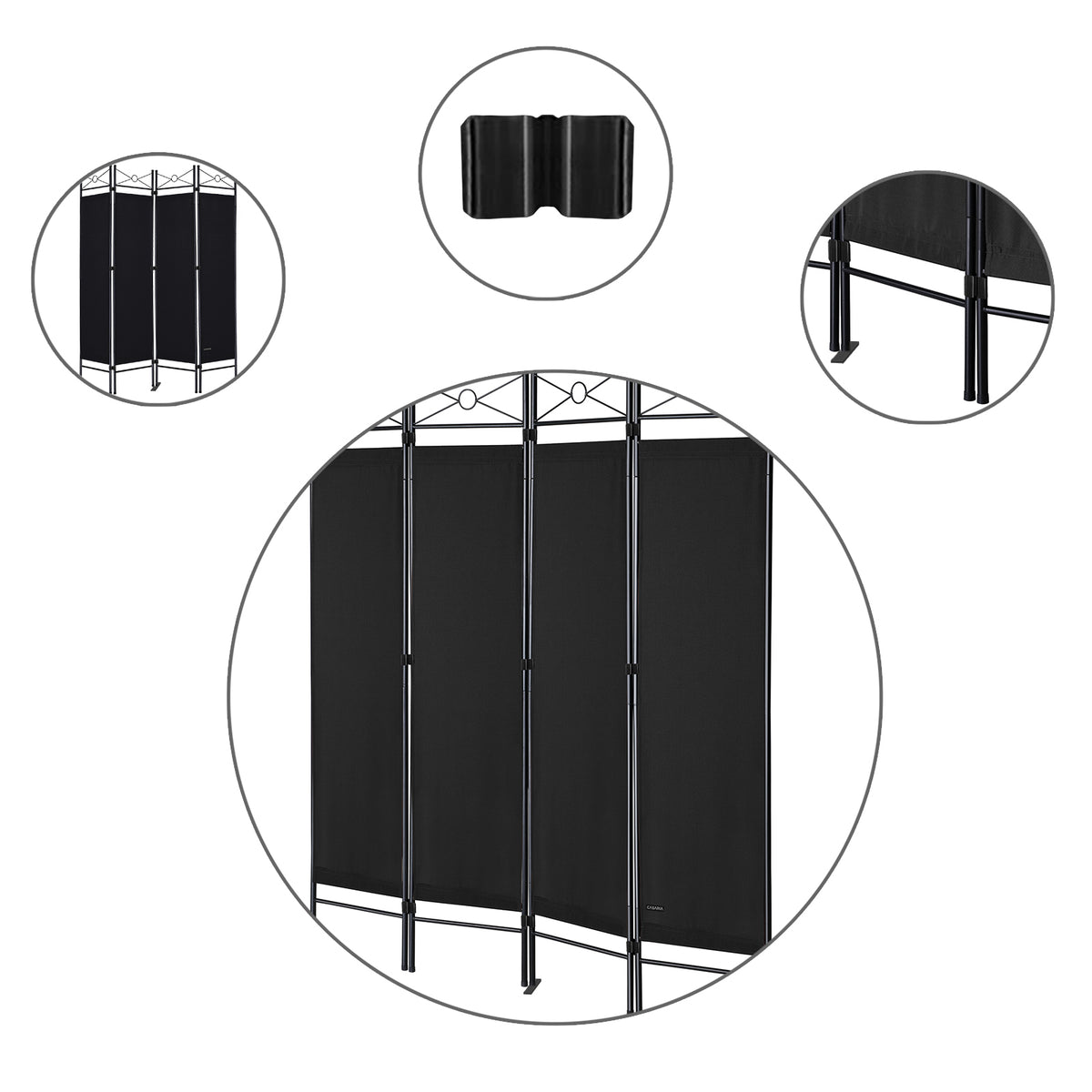 Paravento nero 180x163cm