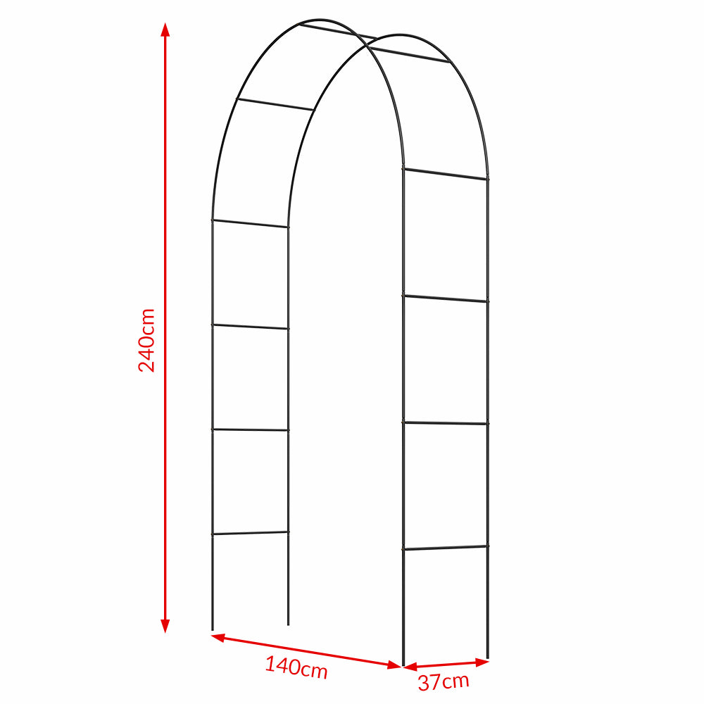 Arco per rose metallo nero 240x140x37cm