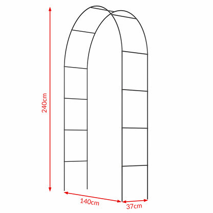 Arco per rose metallo nero 240x140x37cm