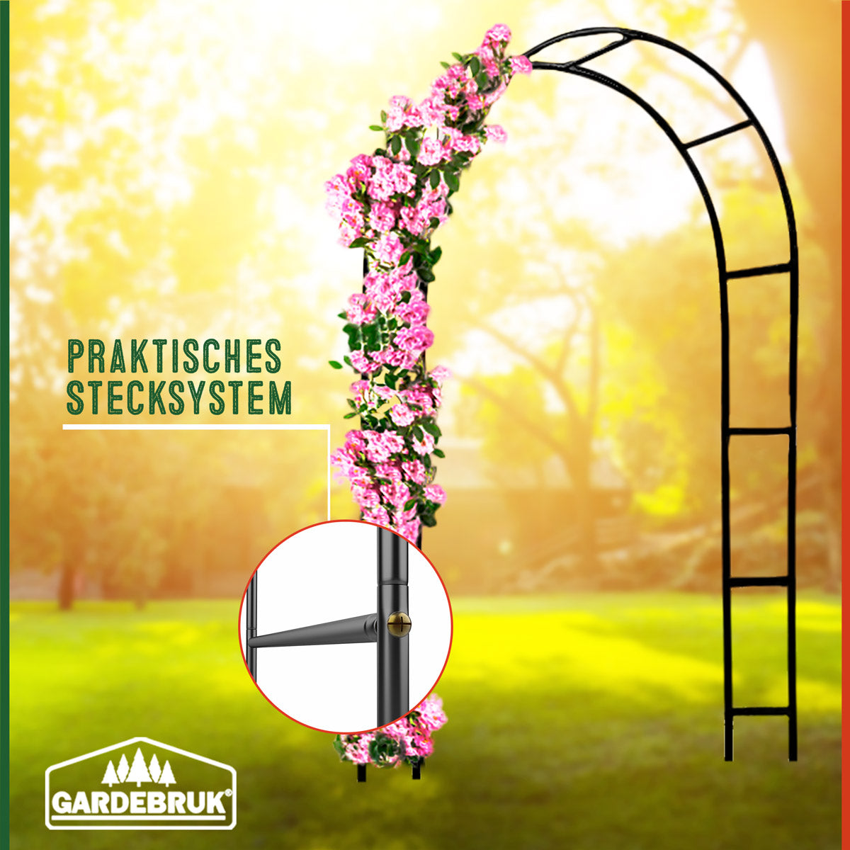 Arco per rose metallo nero 240x140x37cm