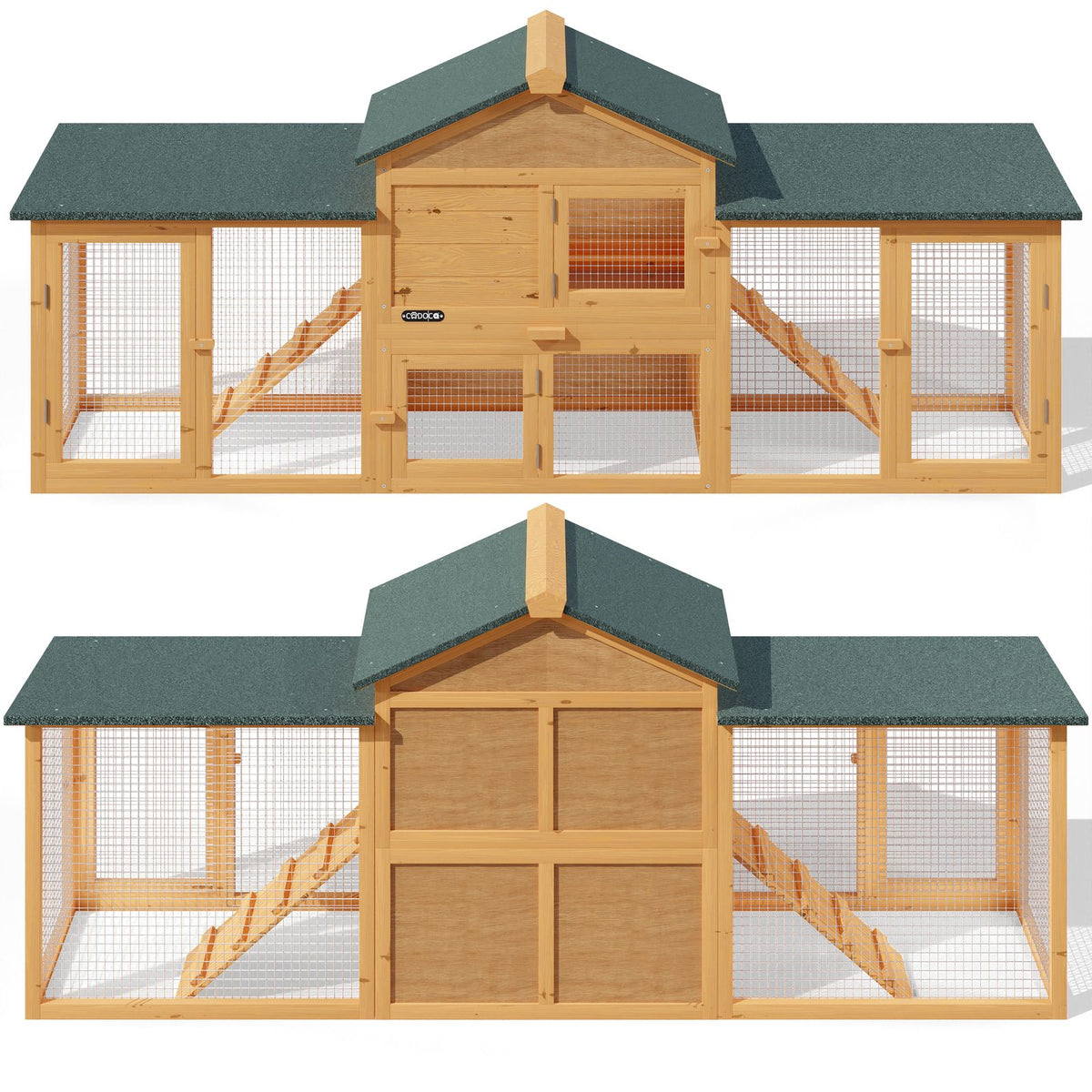 Cuccia per conigli a 2 piani in legno 204x45x84cm
