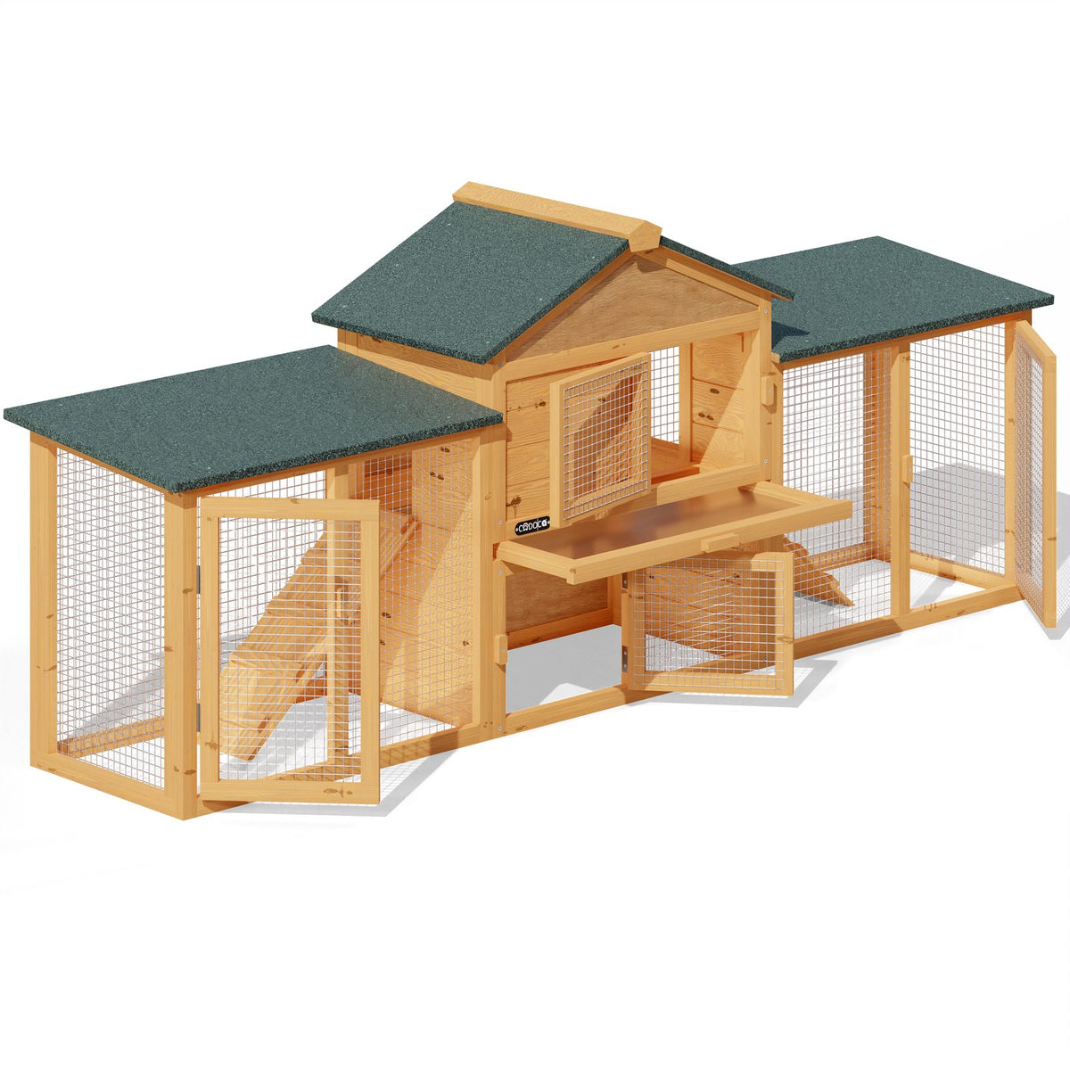 Cuccia per conigli a 2 piani in legno 204x45x84cm