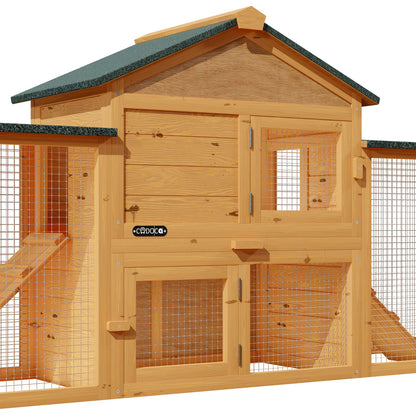 Cuccia per conigli a 2 piani in legno 204x45x84cm