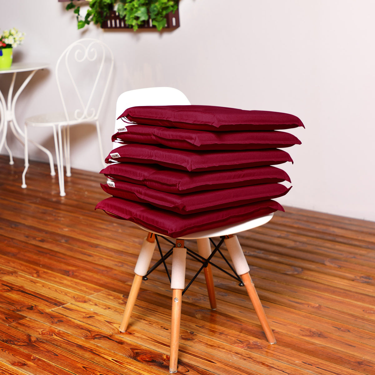 Set di 6 cuscini per sedile Boston rosso 43x39x5cm