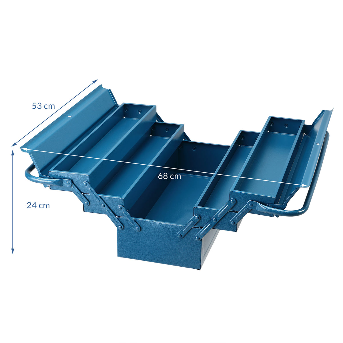 Valigetta attrezzi blu acciaio 530x200x200mm