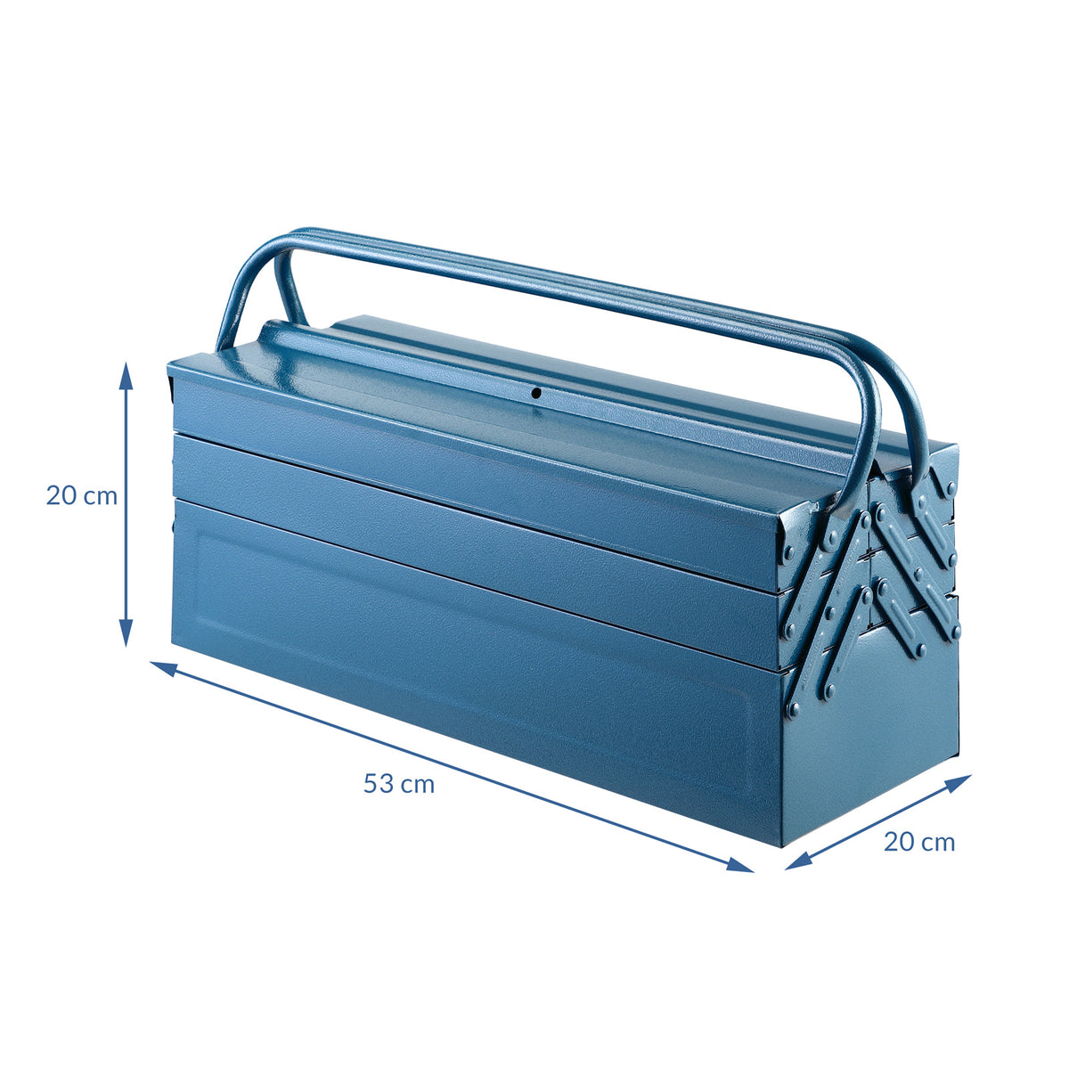 Valigetta attrezzi blu acciaio 530x200x200mm