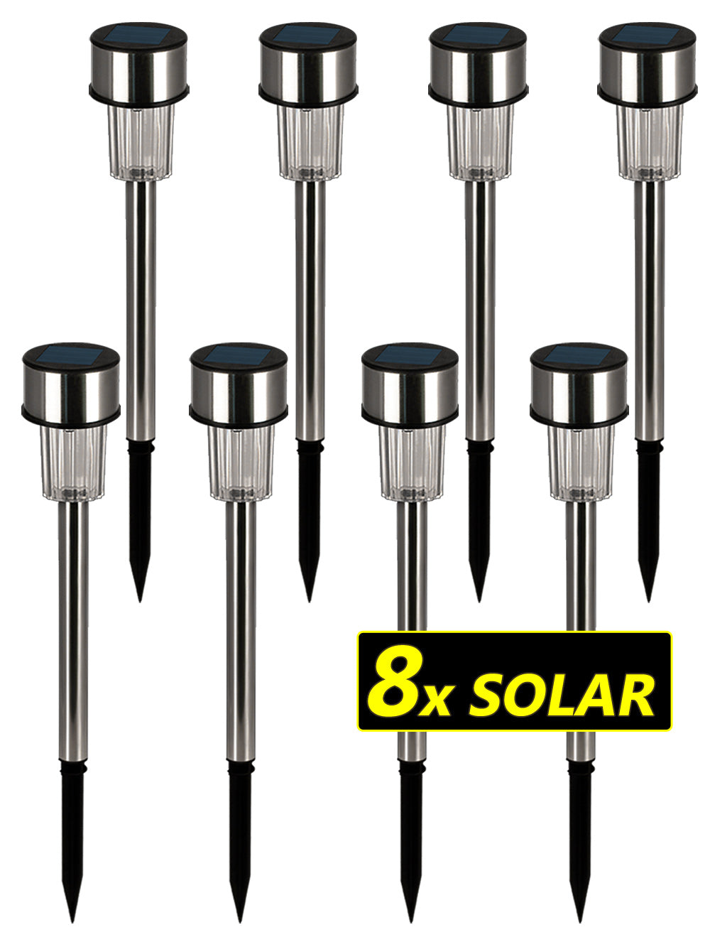 Lampade da giardino set 8 pzLED bianco caldo acciaio