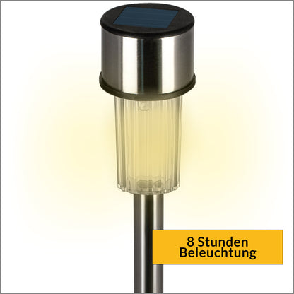 Lampade da giardino set 8 pzLED bianco caldo acciaio