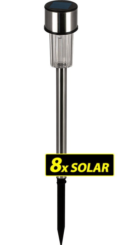Lampade da giardino set 8 pzLED bianco caldo acciaio