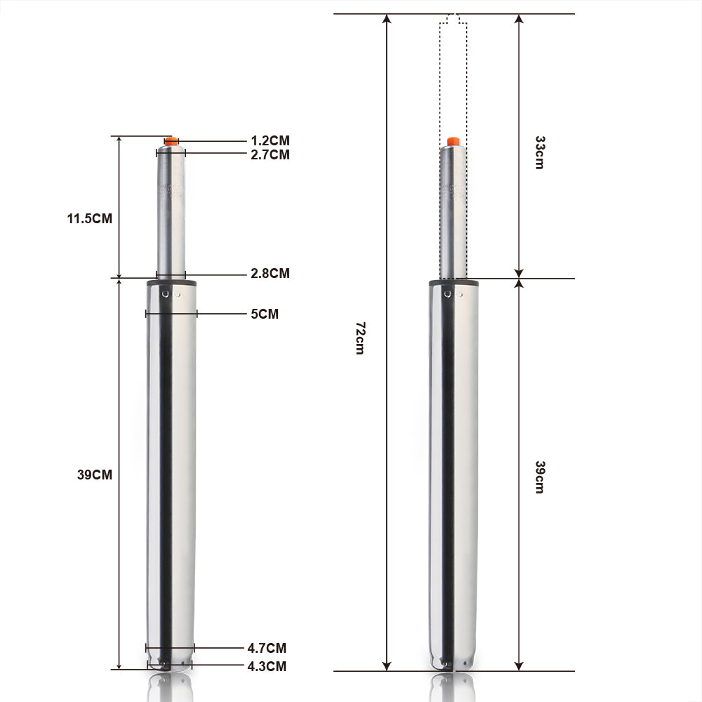 Molla a gas per sgabelli fino a 720mm 400Nm max 180kg