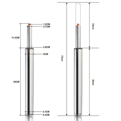 Molla a gas per sgabelli fino a 720mm 400Nm max 180kg