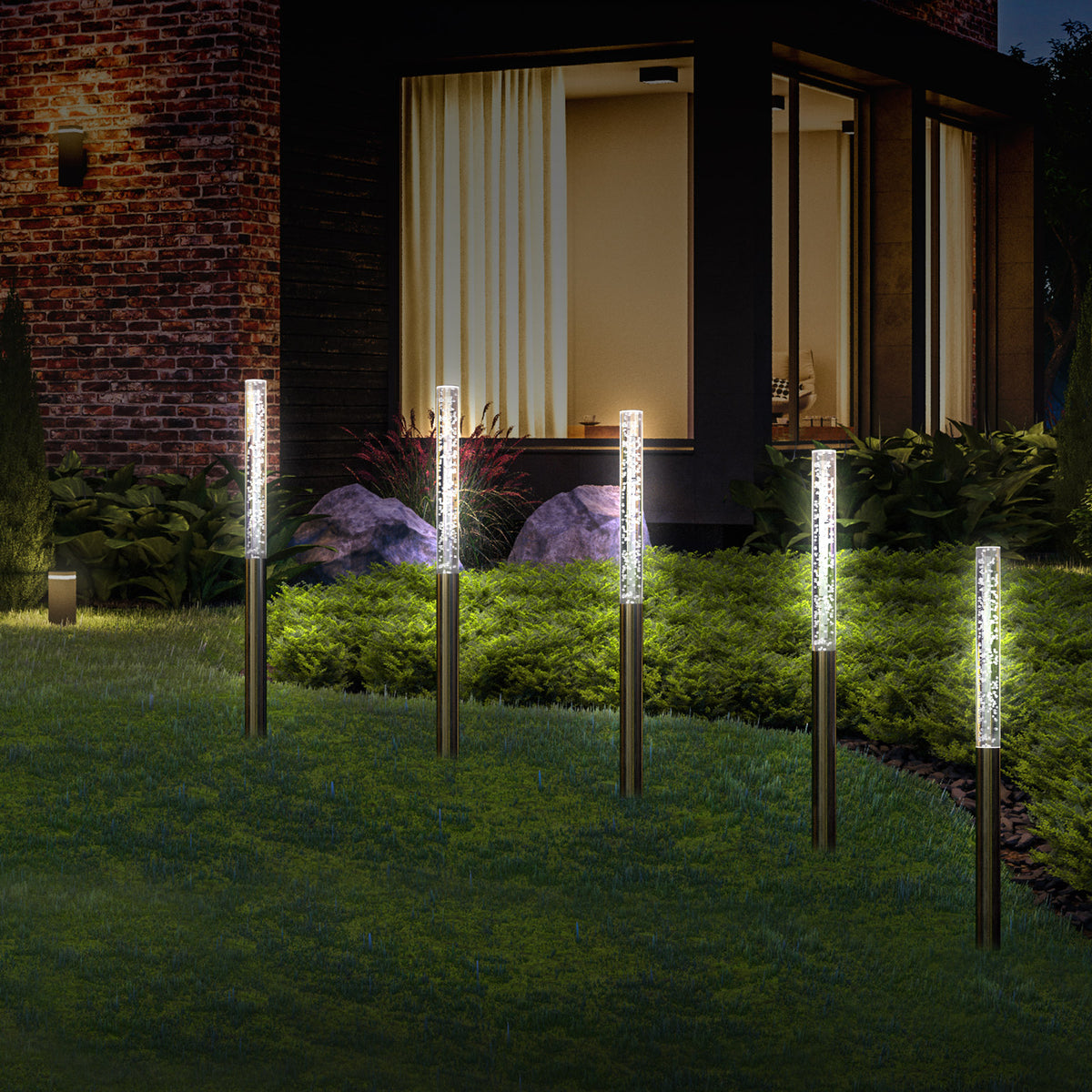 Faretti solari da giardino LED 5 pz luce bianca