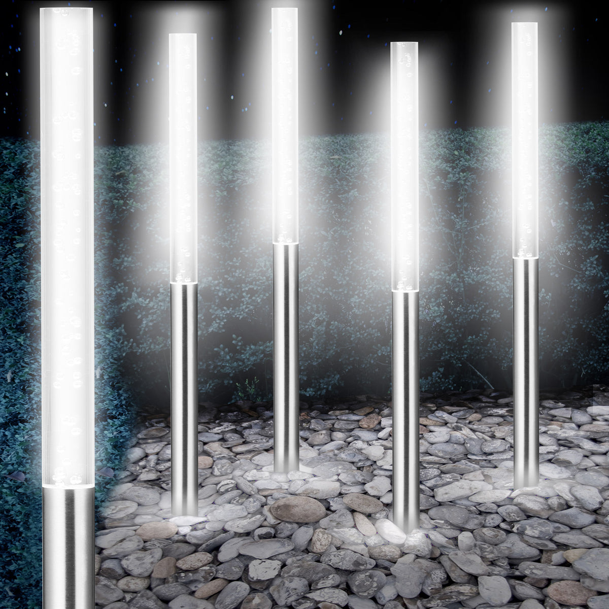 Faretti solari da giardino LED 5 pz luce bianca