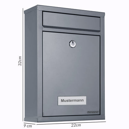 Cassetta postale argento 32x22x9cm