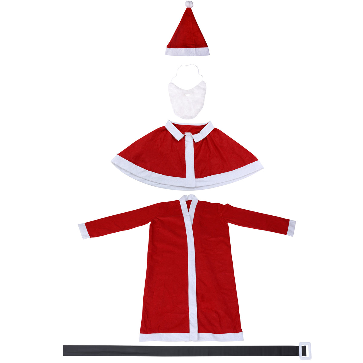 Costume babbo natale 5 pezzi rosso poliestere