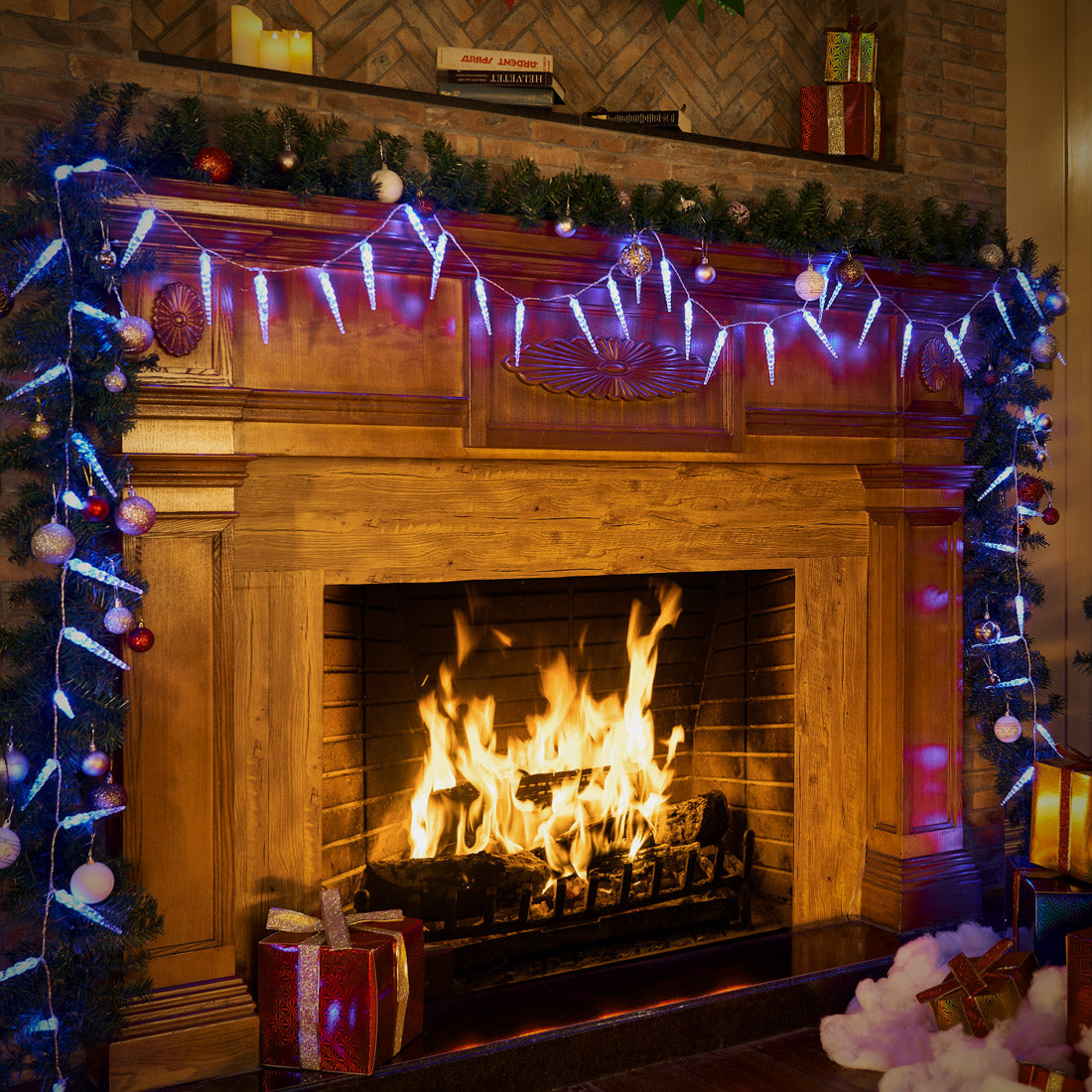 Luci di natale 80 stalattiti luminose LED 13m blu