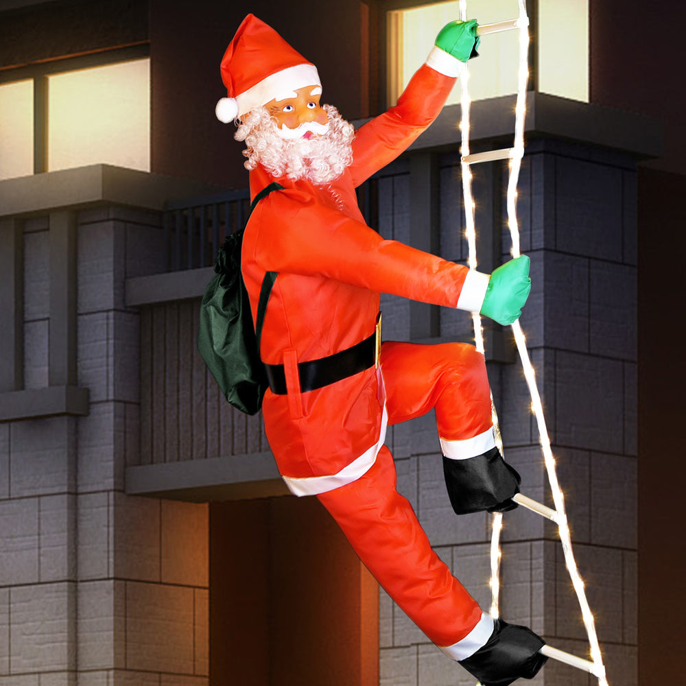 Babbo di Natale con scala 120LED 240 x39 x25cm