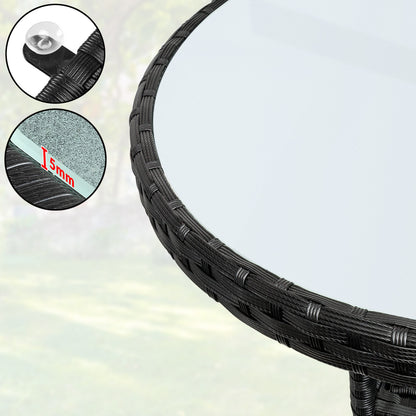 Tavolino da giardino rotondo nero polyrattan Ø60cm