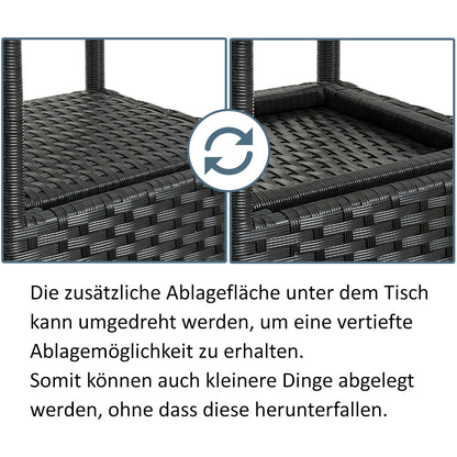 Tavolino da giardino rotondo nero polyrattan Ø60cm