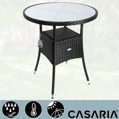Tavolino da giardino rotondo nero polyrattan Ø60cm
