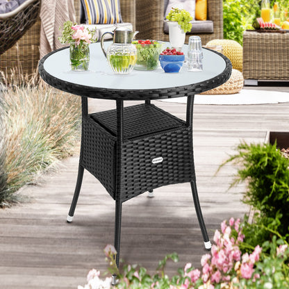 Tavolino da giardino rotondo nero polyrattan Ø60cm