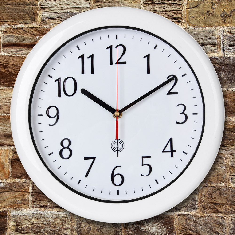 Orologio da parete radiocomandato bianco Ø30cm impermeabile