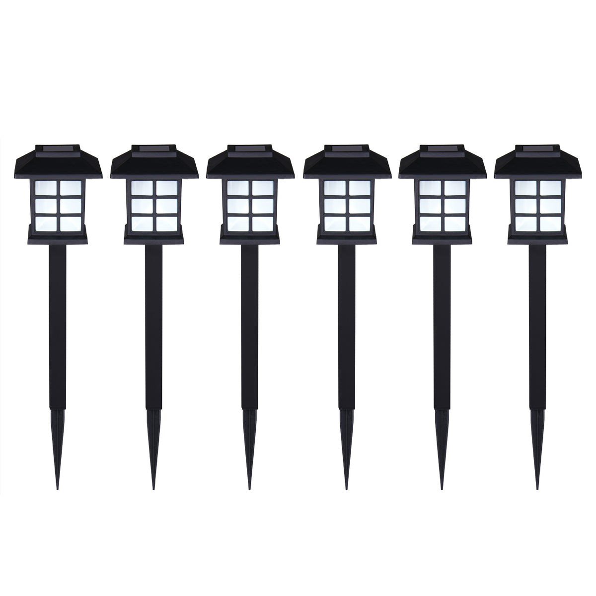 Lampade solari a LED 6 pz nere