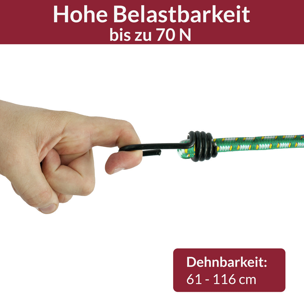 Set 10 x Corde elastiche verde 61cm Ø8mm